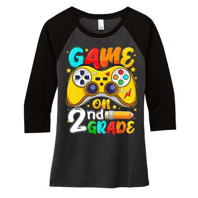 Game On 2nd Grade Back To School Gamer Women's Tri-Blend 3/4-Sleeve Raglan Shirt