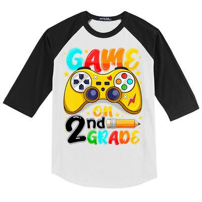 Game On 2nd Grade Back To School Gamer Kids Colorblock Raglan Jersey