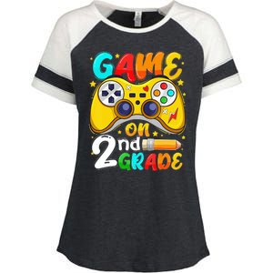 Game On 2nd Grade Back To School Gamer Enza Ladies Jersey Colorblock Tee