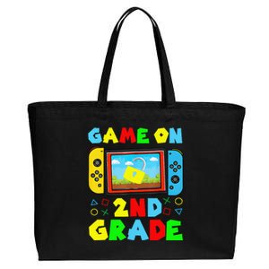 Game On 2nd Grade Back To School Funny Gamer Cotton Canvas Jumbo Tote