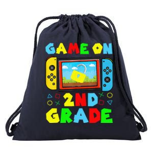 Game On 2nd Grade Back To School Funny Gamer Drawstring Bag