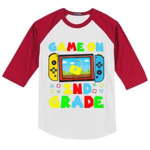 Game On 2nd Grade Back To School Funny Gamer Kids Colorblock Raglan Jersey