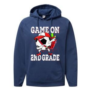 Game On 2nd Grade Soccer Dabbing Retro Player Backpack Performance Fleece Hoodie