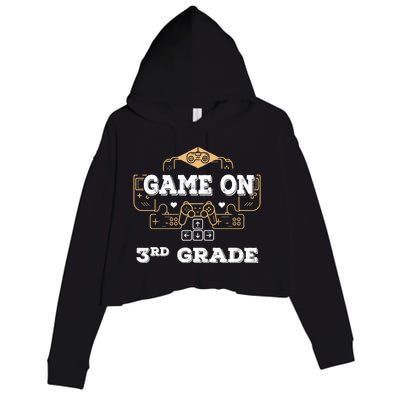 Game On 3Rd Grade Cool Back To School Gamers Gift Crop Fleece Hoodie