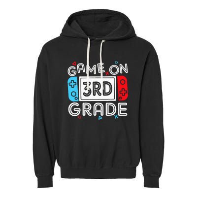 Game On 3rd Grade Third Back To School First Day Kids Garment-Dyed Fleece Hoodie