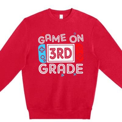 Game On 3rd Grade Third Back To School First Day Kids Premium Crewneck Sweatshirt