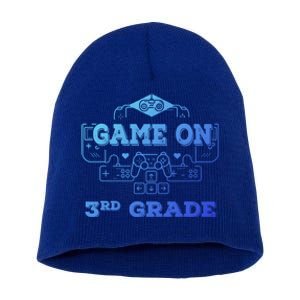 Game On 3Rd Grade Cool Back To School Gamers Gift Short Acrylic Beanie