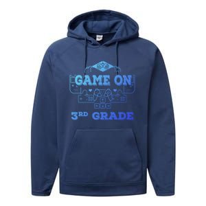 Game On 3Rd Grade Cool Back To School Gamers Gift Performance Fleece Hoodie