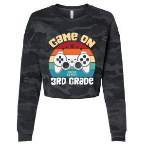 Game On 3Rd Grade Gamer Teacher Student Gift Back To School Gift Cropped Pullover Crew