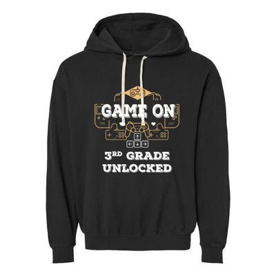 Game On 3Rd Grade Unlocked Cool Back To School Gift Garment-Dyed Fleece Hoodie