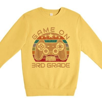 Game On 3rd Grade First Day Gamer Gift Back To School Premium Crewneck Sweatshirt