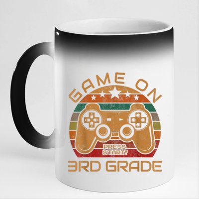 Game On 3rd Grade First Day Gamer Gift Back To School 11oz Black Color Changing Mug