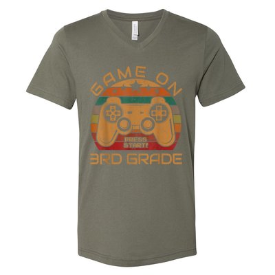 Game On 3rd Grade First Day Gamer Gift Back To School V-Neck T-Shirt