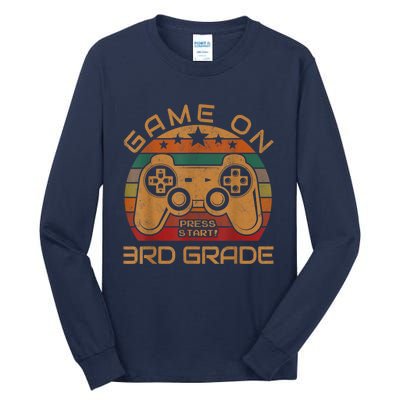 Game On 3rd Grade First Day Gamer Gift Back To School Tall Long Sleeve T-Shirt