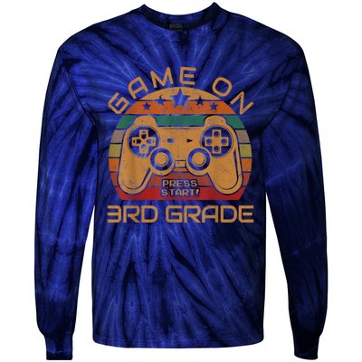 Game On 3rd Grade First Day Gamer Gift Back To School Tie-Dye Long Sleeve Shirt