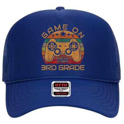 Game On 3rd Grade First Day Gamer Gift Back To School High Crown Mesh Back Trucker Hat