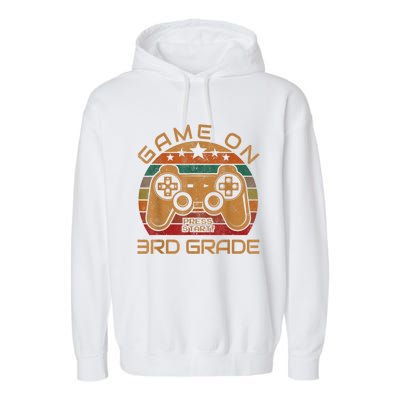 Game On 3rd Grade First Day Gamer Gift Back To School Garment-Dyed Fleece Hoodie