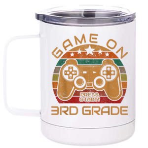 Game On 3rd Grade First Day Gamer Gift Back To School 12 oz Stainless Steel Tumbler Cup