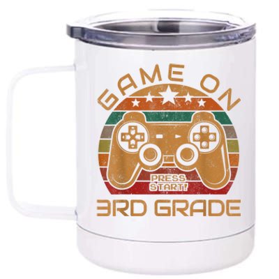 Game On 3rd Grade First Day Gamer Gift Back To School 12 oz Stainless Steel Tumbler Cup