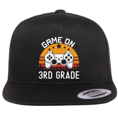 Game On 3rd Grade Back To School Third Grade Gamer Flat Bill Trucker Hat