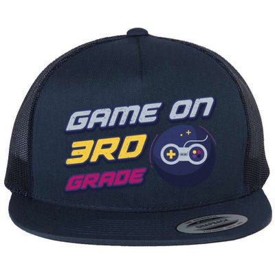 Game On 3Rd Grade Back To School Gift Gamer Student Meaningful Gift Flat Bill Trucker Hat