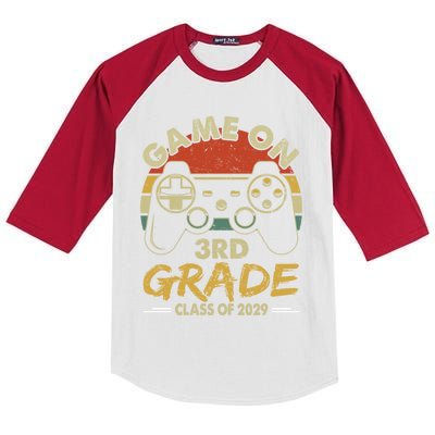 Game On 3Rd Grade Gamer Class Of 2029 Vintaged Fun S Gift Kids Colorblock Raglan Jersey