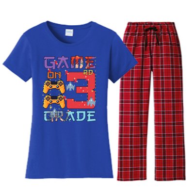 Game On 3Rd Third Grade 3Rd Grade First Day Of School Funny Gift Women's Flannel Pajama Set