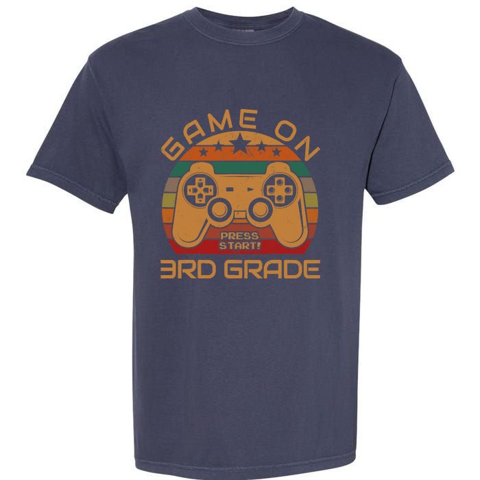 Game On 3rd Grade First Day Gamer Gift Back to School Garment-Dyed Heavyweight T-Shirt