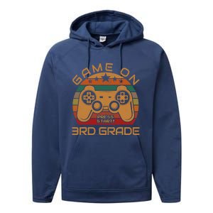 Game On 3rd Grade First Day Gamer Gift Back to School Performance Fleece Hoodie