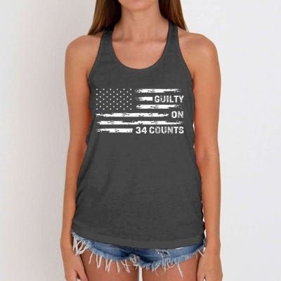 Guilty On 34 Counts Retro American Women's Knotted Racerback Tank