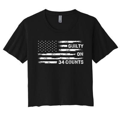 Guilty On 34 Counts Retro American Women's Crop Top Tee