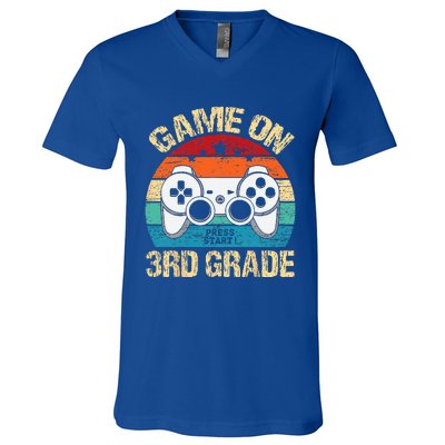 Game On 3rd Grade Back To School 3rd Grade Level Unlocked V-Neck T-Shirt