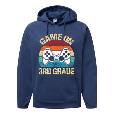 Game On 3rd Grade Back To School 3rd Grade Level Unlocked Performance Fleece Hoodie