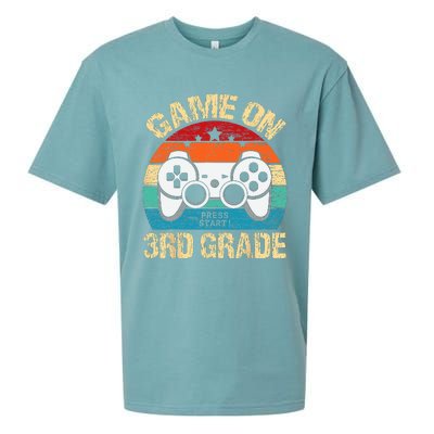 Game On 3rd Grade Back To School 3rd Grade Level Unlocked Sueded Cloud Jersey T-Shirt