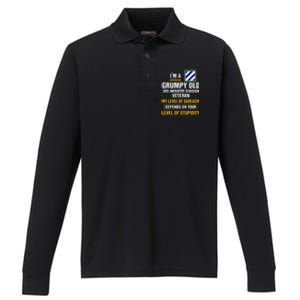 Grumpy Old 3rd Infantry Division Veteran Father Day Performance Long Sleeve Polo