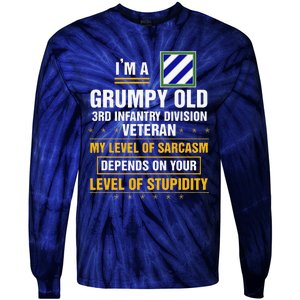 Grumpy Old 3rd Infantry Division Veteran Father Day Tie-Dye Long Sleeve Shirt