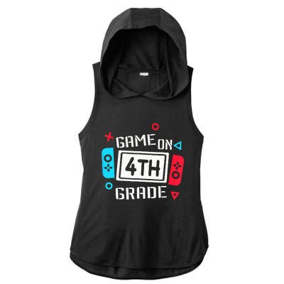 Game On 4th Grade Fourth Grade Back To School Ladies PosiCharge Tri-Blend Wicking Draft Hoodie Tank