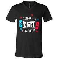 Game On 4th Grade Fourth Grade Back To School V-Neck T-Shirt