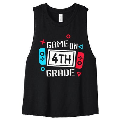 Game On 4th Grade Fourth Grade Back To School Women's Racerback Cropped Tank