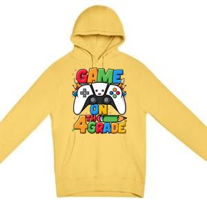 Game On 4Th Grade Back To School Fourth Grade Level Unlocked Gift Premium Pullover Hoodie