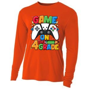 Game On 4Th Grade Back To School Fourth Grade Level Unlocked Gift Cooling Performance Long Sleeve Crew