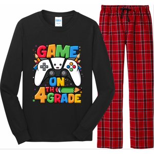 Game On 4Th Grade Back To School Fourth Grade Level Unlocked Gift Long Sleeve Pajama Set