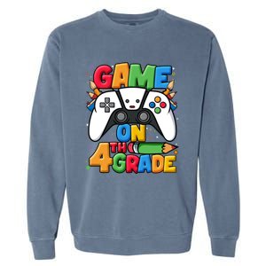 Game On 4Th Grade Back To School Fourth Grade Level Unlocked Gift Garment-Dyed Sweatshirt