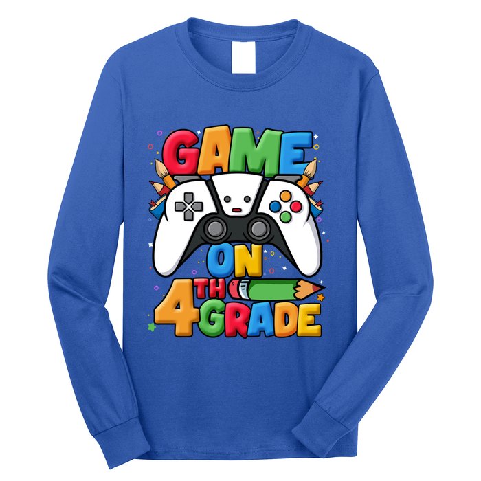 Game On 4Th Grade Back To School Fourth Grade Level Unlocked Gift Long Sleeve Shirt