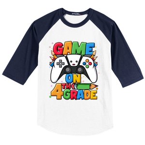 Game On 4Th Grade Back To School Fourth Grade Level Unlocked Gift Baseball Sleeve Shirt