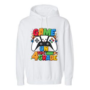 Game On 4Th Grade Back To School Fourth Grade Level Unlocked Gift Garment-Dyed Fleece Hoodie