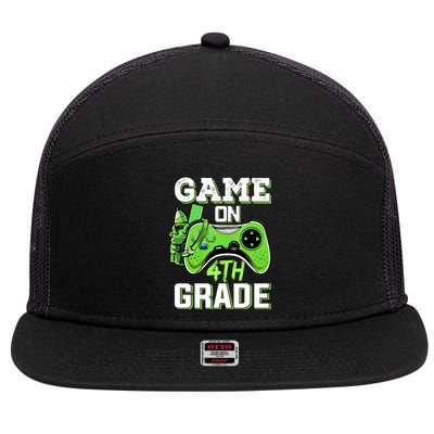 Game On 4Th Grade Fourth Grade Back To School Great Gift 7 Panel Mesh Trucker Snapback Hat