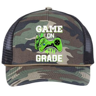 Game On 4Th Grade Fourth Grade Back To School Great Gift Retro Rope Trucker Hat Cap