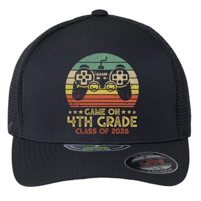 Game On 4Th Grade Gamer Class Of 2028 Vintage Sunset Cute Gift Flexfit Unipanel Trucker Cap