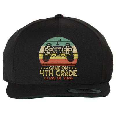 Game On 4Th Grade Gamer Class Of 2028 Vintage Sunset Cute Gift Wool Snapback Cap